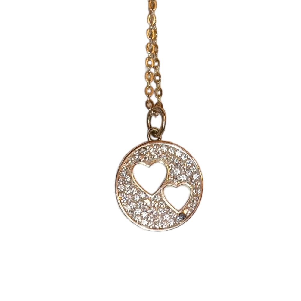 Two Hearts One Love Sterling Silver Pendant with 18" Chain